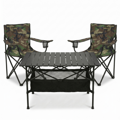 Комплект туристичний - стіл LEOBRO 93x55x50 см та 2 крісла Lite Military