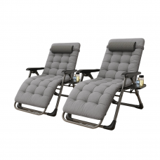 Комплект з 2 шезлонгів із подушкою Zero Gravity LEOBRO Сіре (ZGC-S05-PPХ2)