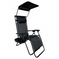 Розкладне крісло шезлонг з козирком LEOBRO Zero Gravity Black (LB-ZGC-H1-BLK)