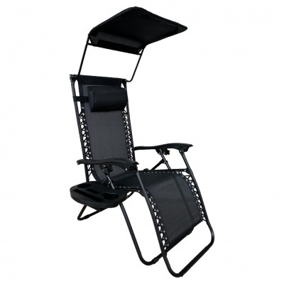 Розкладне крісло шезлонг з козирком LEOBRO Zero Gravity Black (LB-ZGC-H1-BLK)
