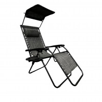 Розкладне крісло шезлонг із козирком LEOBRO Zero Gravity Dark Grey (LB-ZGC-H1-DGR)