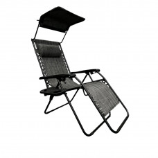 Розкладне крісло шезлонг із козирком LEOBRO Zero Gravity Dark Grey (LB-ZGC-H1-DGR)