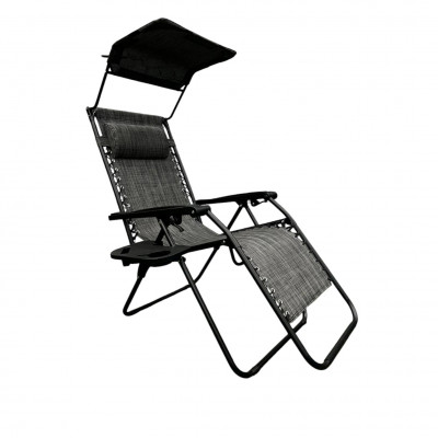 Розкладне крісло шезлонг із козирком LEOBRO Zero Gravity Dark Grey (LB-ZGC-H1-DGR)