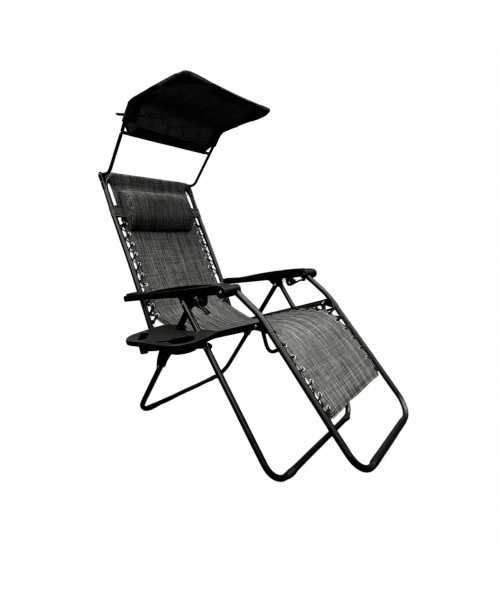 Розкладне крісло шезлонг із козирком LEOBRO Zero Gravity Dark Grey (LB-ZGC-H1-DGR)