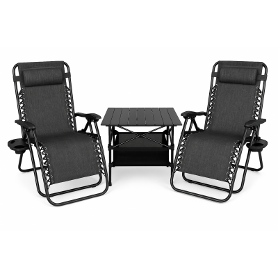 Комплект для відпочинку LEOBRO S, два шезлонги та стіл (LB-ZGC-F1-DGR-FT-A1)