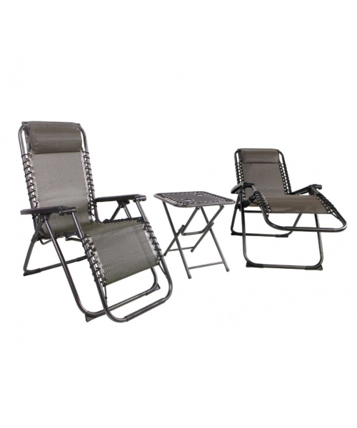 Комплект 2-а розкладні крісла-шезлонга + столик Zero Gravity LEOBRO Plaid (LB-ZGT-F3-PLD)