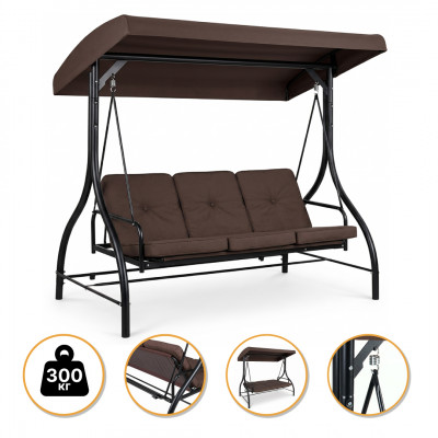 Садова гойдалка з товстим матрацом LEOBRO Luxury Pro Brown (LB-1045)