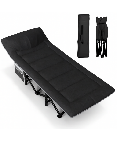 Туристична похідна розкладачка з вбудованим матрацом LEOBRO Black (LB-CC-K1-BLK)