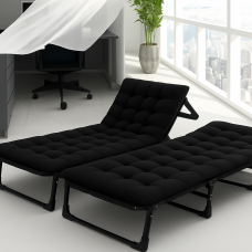 Розкладне ліжко (розкладачка) з матрацом і подушкою LEOBRO Black (LB-FB-A1-BLK)