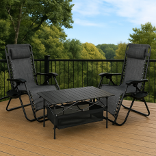 Комплект із 2 шезлонгів і столу 95х55х50 см Zero Gravity LEOBRO (LB-ZGC-F1-DGR-FT-A2)