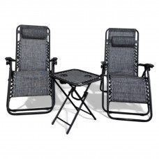 Комплект 2-а розкладні крісла-шезлонга + столик Zero Gravity LEOBRO Сірий (LB-ZGT-F3-GRY)