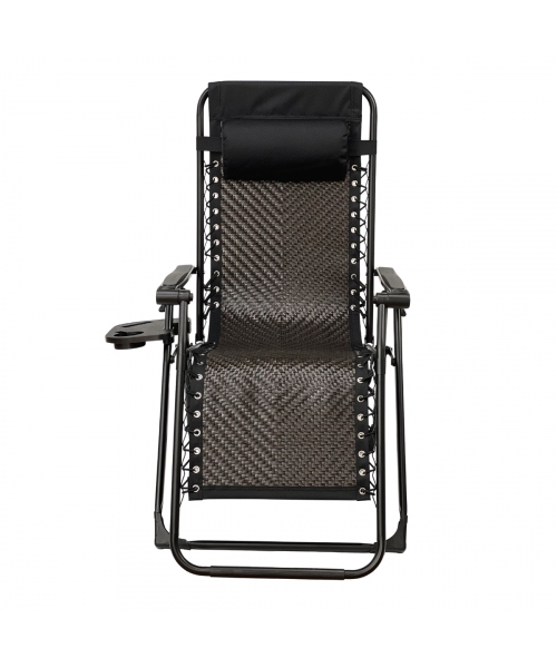 Розкладне крісло шезлонг LEOBRO Zero Gravity Premium Brown Rattan (LB-ZGC-G2-RB)