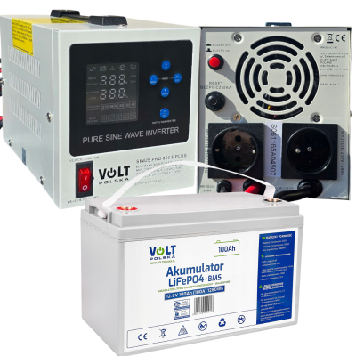 Аварійни комплект живлення Volt Polska SINUS PRO 850 E PLUS 12/230V 500/850W + Акумулятор LiFePo4 12.8V 100 Ah