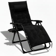 Розкладне крісло шезлонг LEOBRO Zero Gravity Premium Plus Black Velvet (LB-ZGC-K3-BLK)