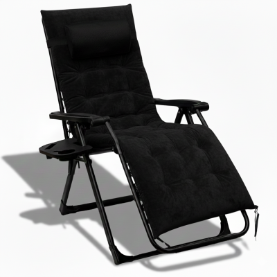 Розкладне крісло шезлонг LEOBRO Zero Gravity Premium Plus Black Velvet (LB-ZGC-K3-BLK)