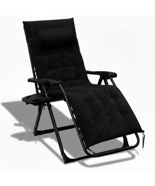 Розкладне крісло шезлонг LEOBRO Zero Gravity Premium Plus Black Velvet (LB-ZGC-K3-BLK)