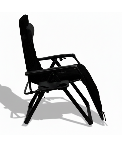 Розкладне крісло шезлонг LEOBRO Zero Gravity Premium Plus Black Velvet (LB-ZGC-K3-BLK)