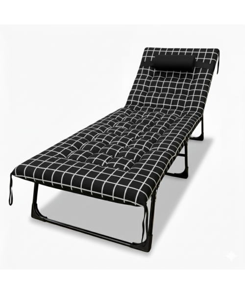 Розкладне ліжко (розкладачка) з оксамитовим матрацом і подушкою LEOBRO (LB-FB-B3-PAT)