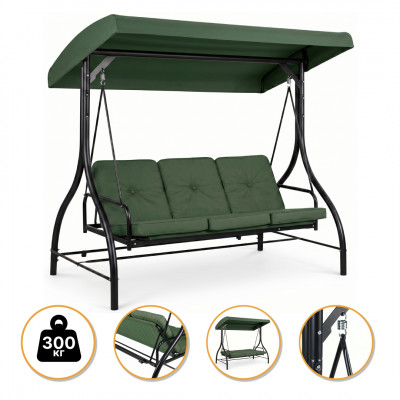 Садова гойдалка з товстим матрацом LEOBRO Luxury Pro Green (LB-1047)