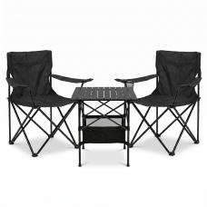 Комплект туристичний - стіл LEOBRO 52x52x50 см та 2 крісла Lite Black
