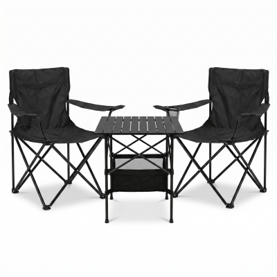 Комплект туристичний - стіл LEOBRO 52x52x50 см та 2 крісла Lite Black