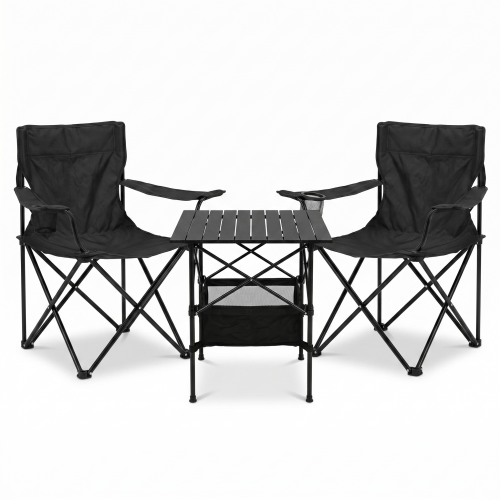 Комплект туристичний - стіл LEOBRO 52x52x50 см та 2 крісла Lite Black