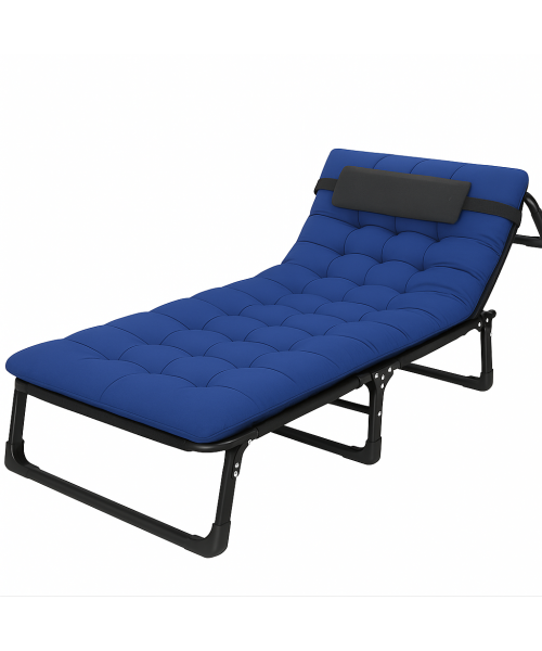 Розкладне ліжко (розкладачка) з матрацом і подушкою LEOBRO Blue (LB-FB-A1-BLU)