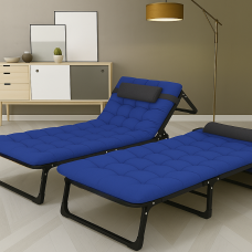 Розкладне ліжко (розкладачка) з матрацом і подушкою LEOBRO Blue (LB-FB-A1-BLU)