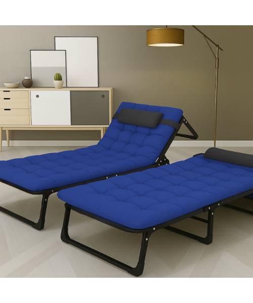 Розкладне ліжко (розкладачка) з матрацом і подушкою LEOBRO Blue (LB-FB-A1-BLU)
