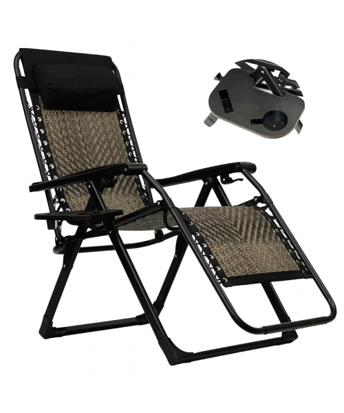 Розкладне крісло шезлонг LEOBRO Zero Gravity Premium Grey Rattan (LB-ZGC-G2-RG) Розкладне крісло шезлонг LEOBRO Zero Gravity Premium Grey Rattan (LB-ZGC-G2-RG)