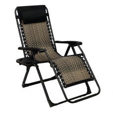 Розкладне крісло шезлонг LEOBRO Zero Gravity Premium Grey Rattan (LB-ZGC-G2-RG)
