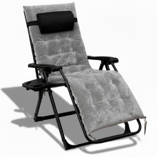 Розкладне крісло шезлонг LEOBRO Zero Gravity Premium Plus Grey Velvet (LB-ZGC-K3-GRY)