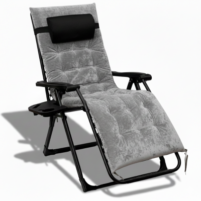 Розкладне крісло шезлонг LEOBRO Zero Gravity Premium Plus Grey Velvet (LB-ZGC-K3-GRY)