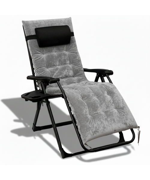 Розкладне крісло шезлонг LEOBRO Zero Gravity Premium Plus Grey Velvet (LB-ZGC-K3-GRY)