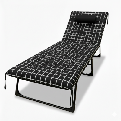 Розкладне ліжко (розкладачка) з оксамитовим матрацом і подушкою LEOBRO (LB-FB-A3-PAT)