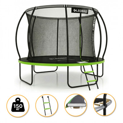 Батут з внутрішньою захисною сіткою 374 см LEOBRO Premium Pro 12FT GREEN (LB-1101)