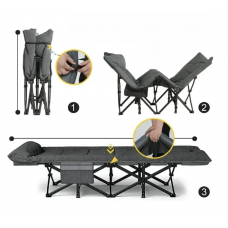 Туристична похідна розкладачка з вбудованим матрацом LEOBRO Grey (LB-CC-K1-GRY)