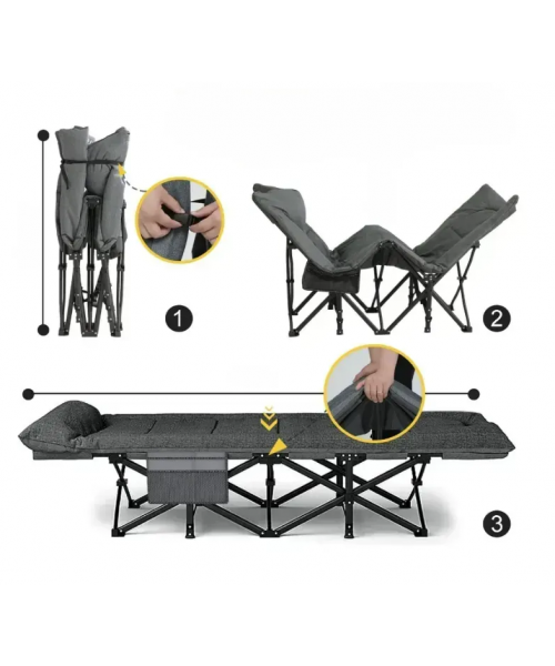 Туристична похідна розкладачка з вбудованим матрацом LEOBRO Grey (LB-CC-K1-GRY)