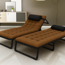 Розкладне ліжко (розкладачка) з матрацом і подушкою LEOBRO Brown (LB-FB-A1-BRN)