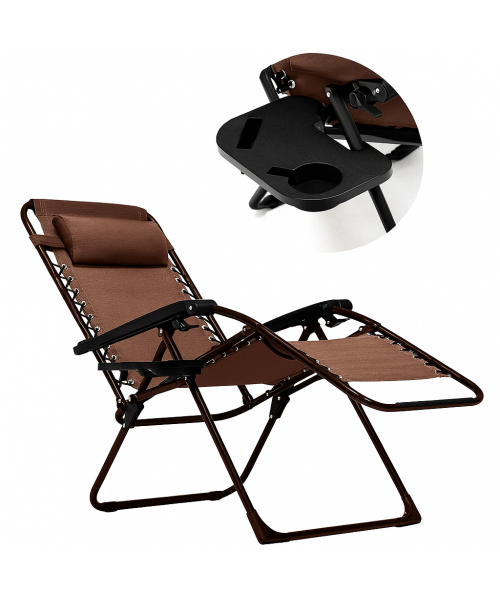 Розкладне крісло шезлонг LEOBRO Zero Gravity Premium Brown (LB-ZGC-G2-BRN)