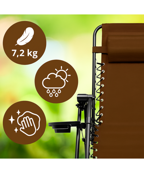 Розкладне крісло шезлонг LEOBRO Zero Gravity Premium Brown (LB-ZGC-G2-BRN)