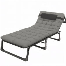 Розкладне ліжко (розкладачка) з матрацом і подушкою LEOBRO Grey (LB-FB-A1-GRY)