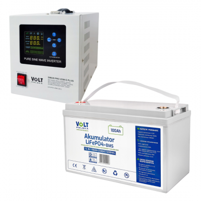 Комплект інвертор Volt Polska SINUS PRO 2200 E PLUS 1200/2200W + Акумулятор LiFePO4 12,8V