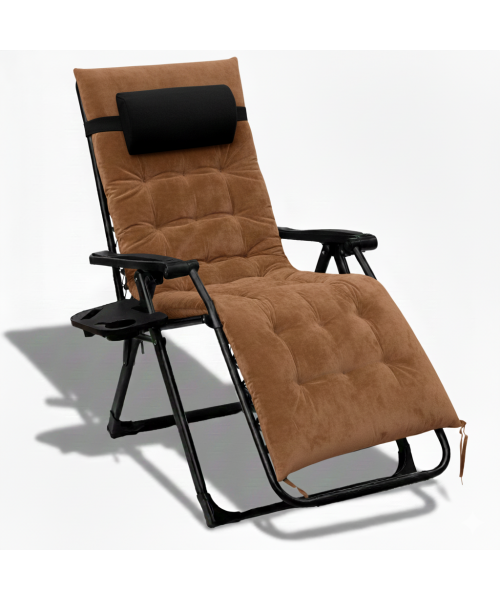 Крісло шезлонг LEOBRO Zero Gravity Premium Plus Brown Velvet (LB-ZGC-K3-BRN)