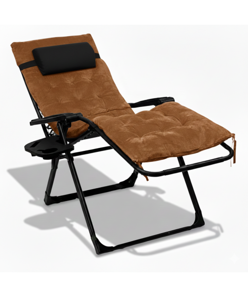 Крісло шезлонг LEOBRO Zero Gravity Premium Plus Brown Velvet (LB-ZGC-K3-BRN)