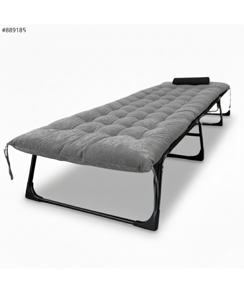Розкладне ліжко (розкладачка) з оксамитовим матрацом і подушкою LEOBRO Grey (LB-FB-A3-GRY)
