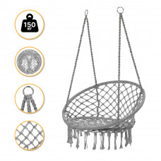 Підвісне плетене крісло-гойдалка LEOBRO Boho XL 80 см Grey (LB-1104)