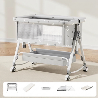 Дитяче ліжечко-трансформер LEOBRO Smart Crib Pro 5в1 Сіре (LB-1136)