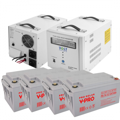 Гібридний ДБЖ/інвертор Volt Polska SINUS PRO 3000 E + 4 Акумуляторb VOLT AGM DEEP CYCLE 74Ah 12V