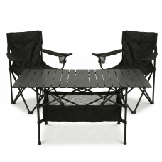 Комплект туристичний - стіл LEOBRO 117x55x50 см та 2 крісла Lite Black